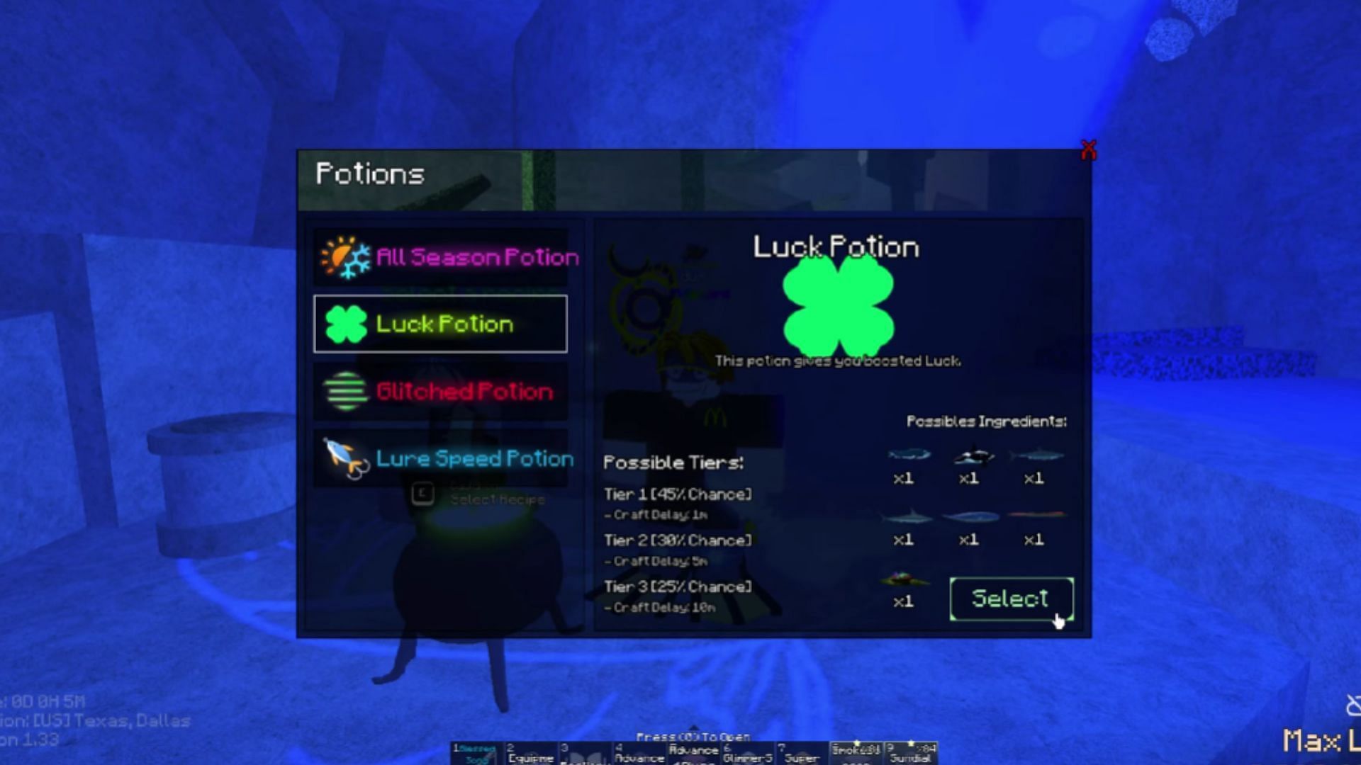 The Cauldron UI (Image via Roblox | YouTube@dum)